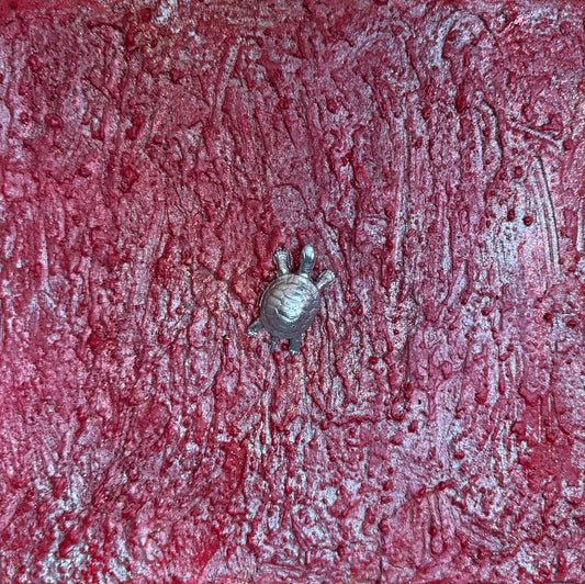 Esteban Arévalo - Tortuguita / Mixta sobre mosaico vintage histórico  - 26 x 26 cm