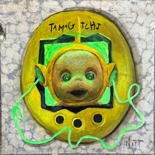 LOTE 124 / Nicolás Topete - Amuleto 3 / Acrílico y óleo sobre mosaico vintage histórico - 26 x 26 cm
