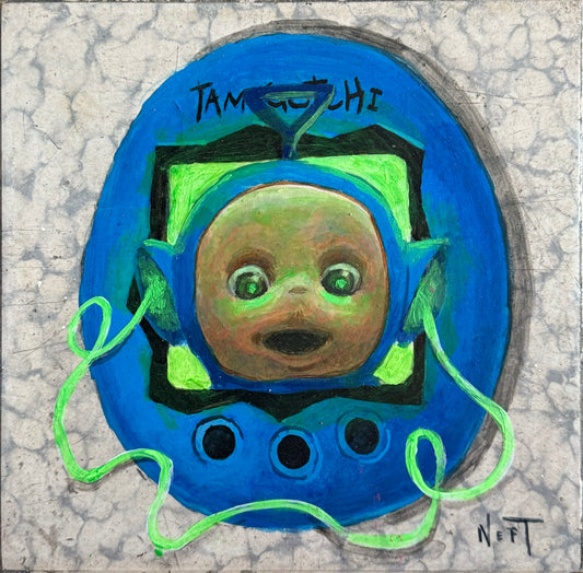 LOTE 054 / Nicolás Topete - Amuleto 1 / Acrílico y óleo sobre mosaico vintage histórico - 26 x 26 cm