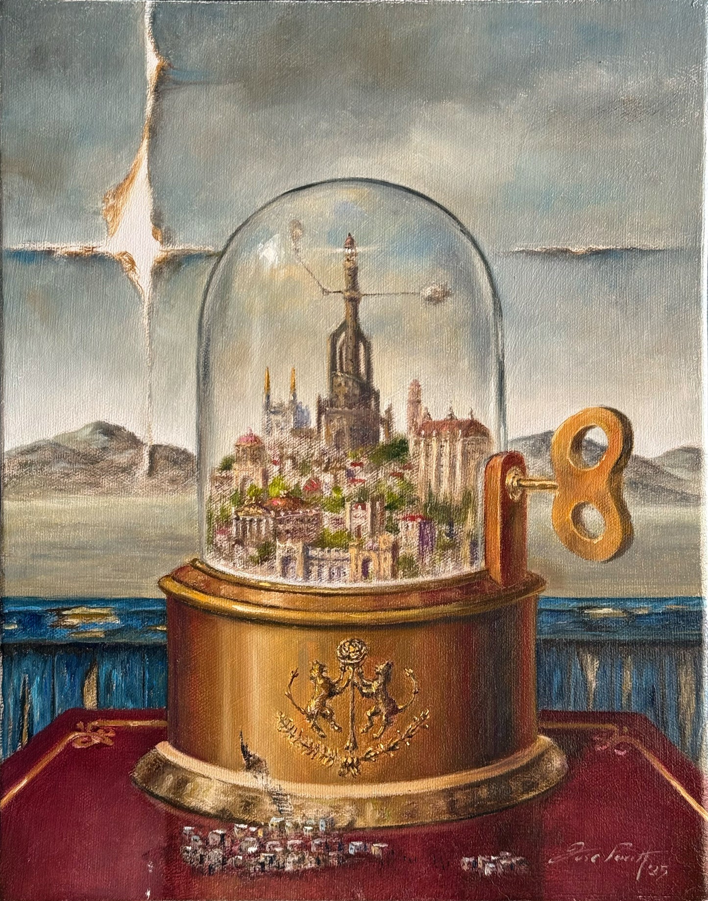 José Parra – Ciudad del domo / Óleo sobre tela – 28 x 35 cm – 1/1