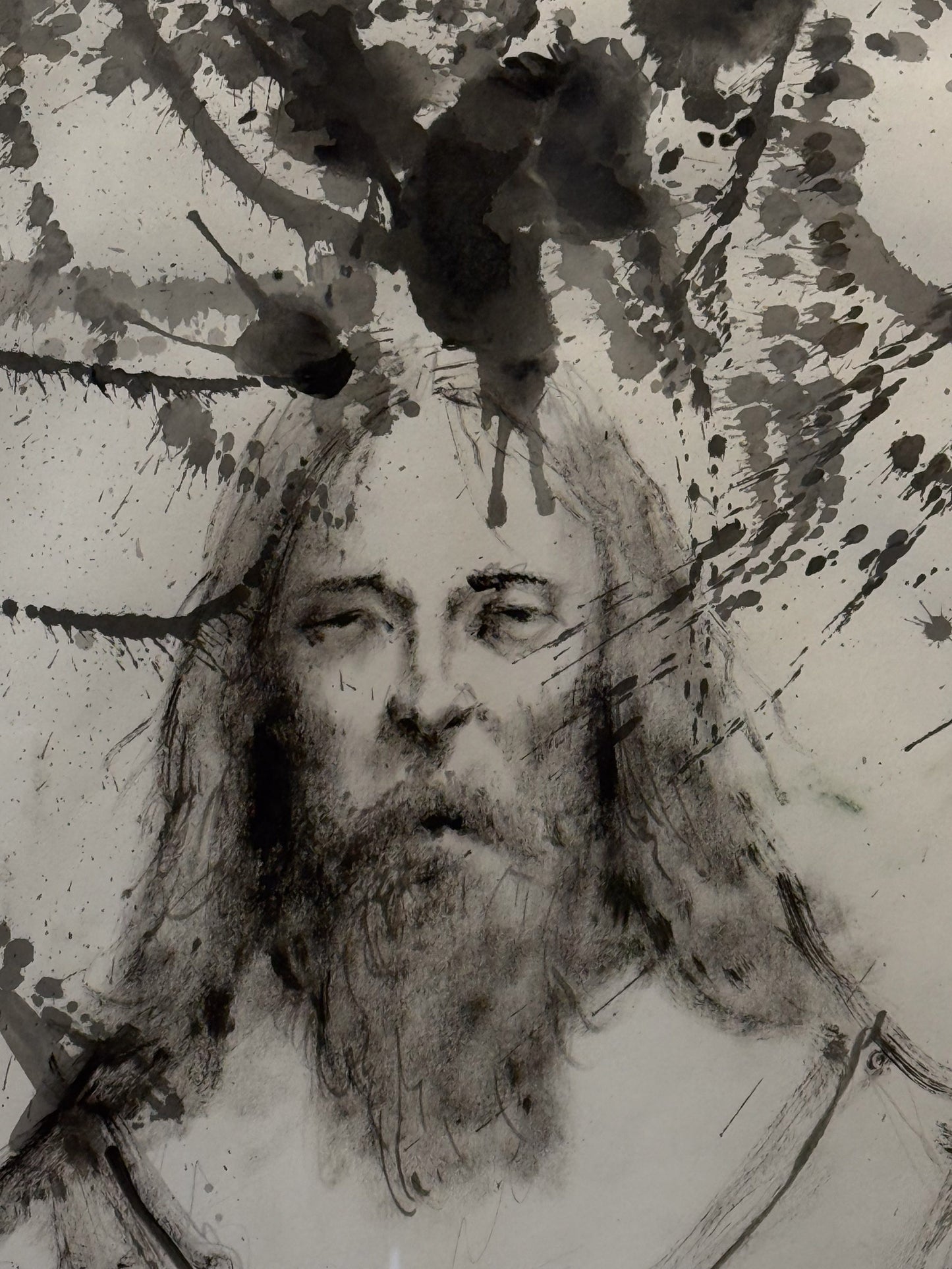 Fernando Garrido – ST. Personaje barbón con mancha / Tinta sobre papel – 32 x 49 cm – 1/1