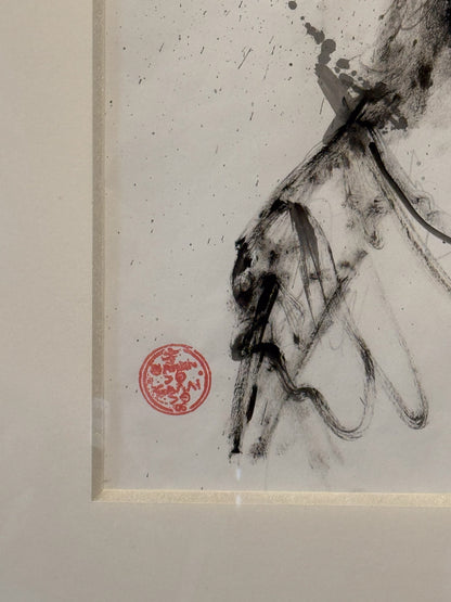 Fernando Garrido – ST. Personaje barbón con mancha / Tinta sobre papel – 32 x 49 cm – 1/1
