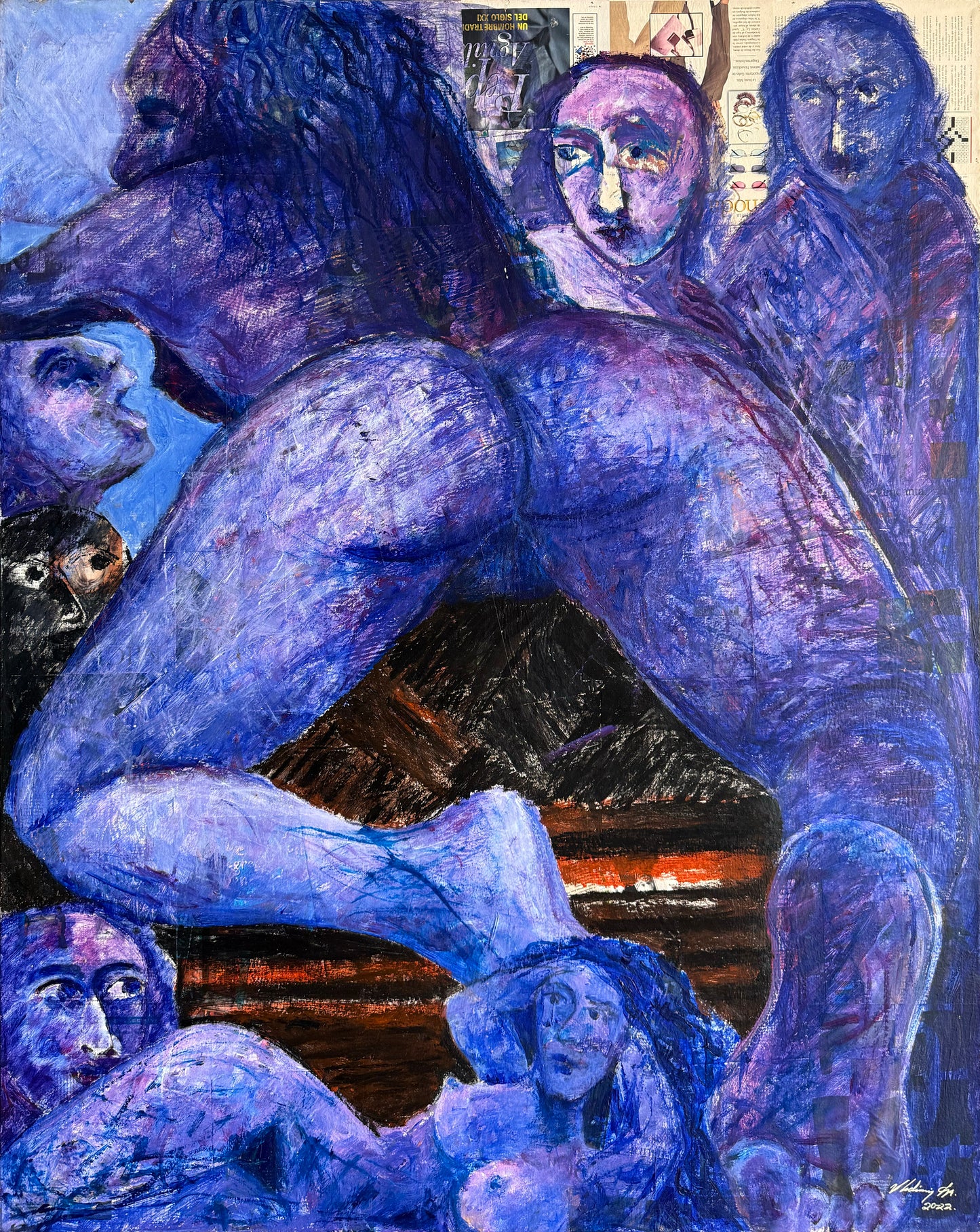 Única 007 / Vladimir Cora - Teiboleras I  / Acrílico y Collage sobre tela - 150 x 120 cm