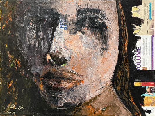 Única 006 / Vladimir Cora - En la soledad / Acrílico y Collage sobre tela - 60 x 80 cm