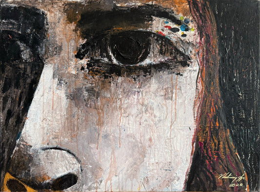 Única 005 / Vladimir Cora - Desde mi escondite / Acrílico y Collage sobre tela - 60 x 80 cm