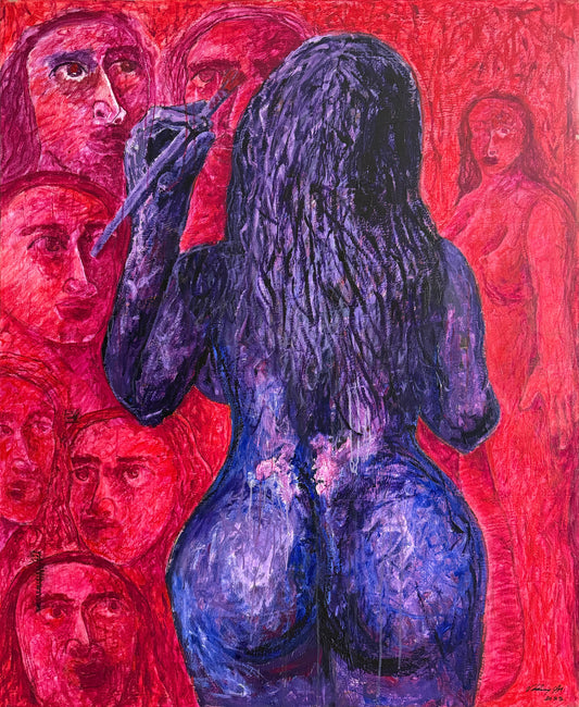 Única 002 / Vladimir Cora - La Pintora / Acrílico y Collage sobre tela - 150 x 120 cm
