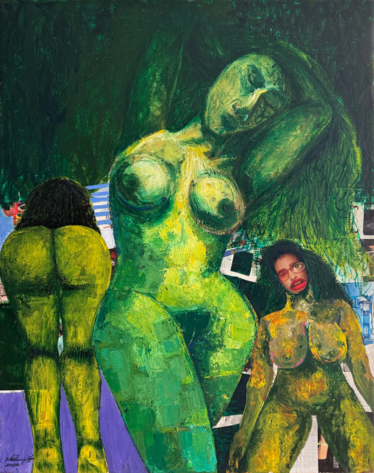 Única 014 / Vladimir Cora - Espectaculo / Acrílico y Collage sobre tela - 150 x 120 cm