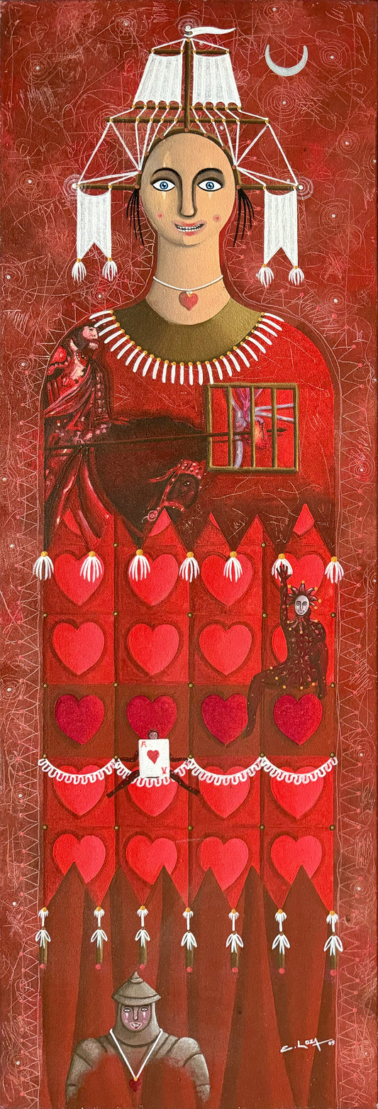 LOTE 014 / Enrique Loza - Chaman de corazón / Acrílico sobre tela - 90 x 30 cm