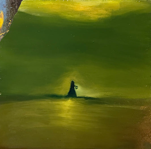 LOTE 048 / LM - Luz de esperanza / Óleo sobre mosaico vintage - 31 x 31 cm