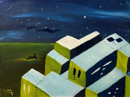 LOTE 023 / LM - Cielo estrellado / Óleo sobre tela - 18 x 24 cm