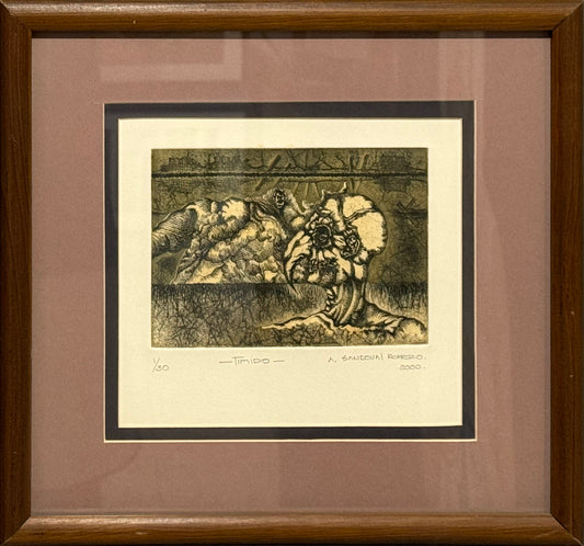 LOTE 008 / Romero Sandoval - Timido / Grabado - 22 x 25 cm