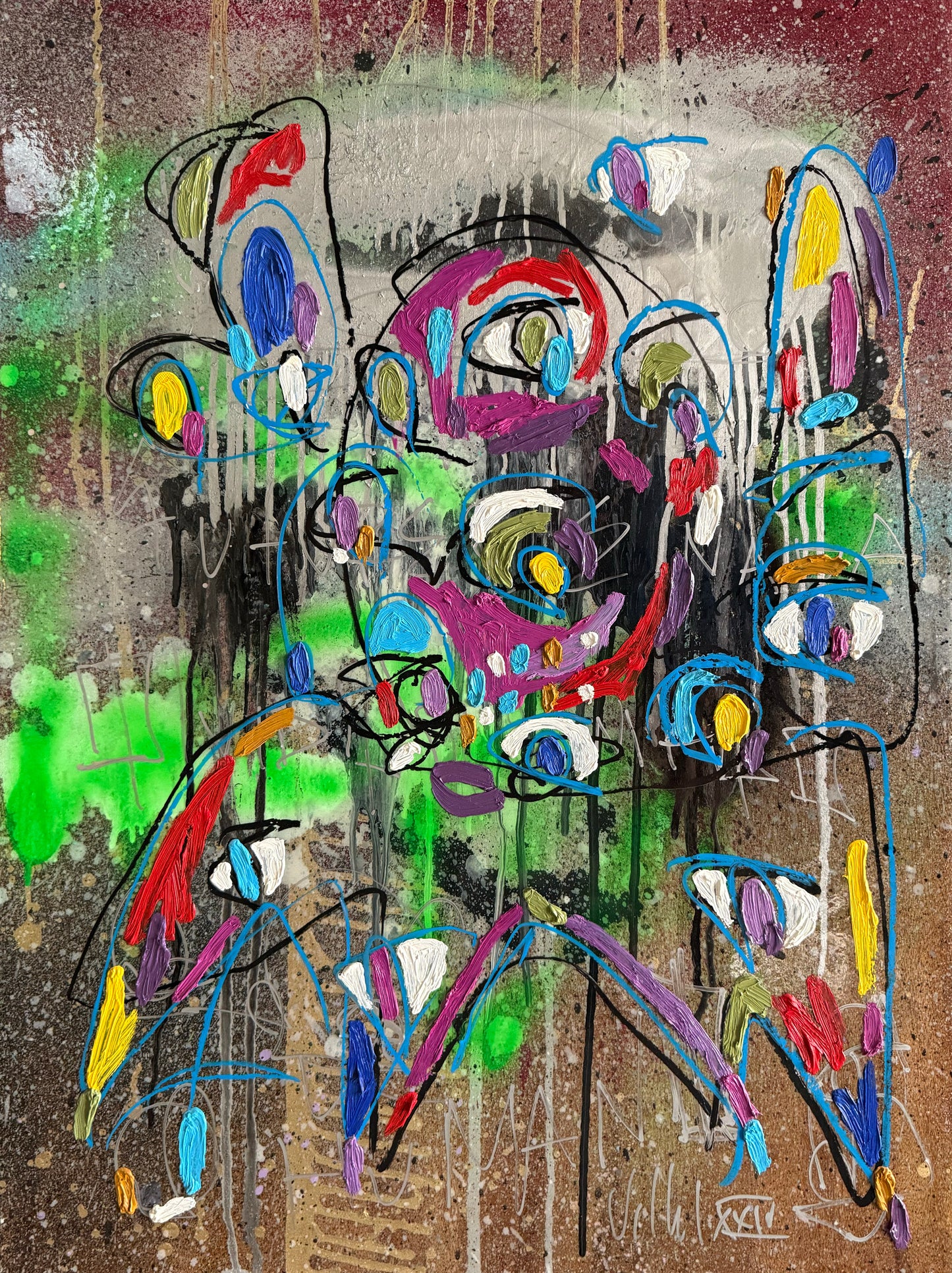 LOTE 043 / Feng Villalpando - Esperando la fe / Mixta sobre madera - 80 x 60 cm