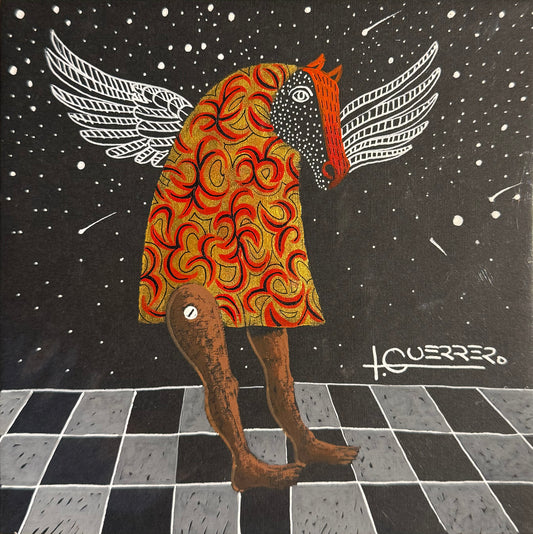 LOTE 018 / Ignacio Guerrero - Caballo cósmico II / Tinta sobre papel - 15 x 15 cm
