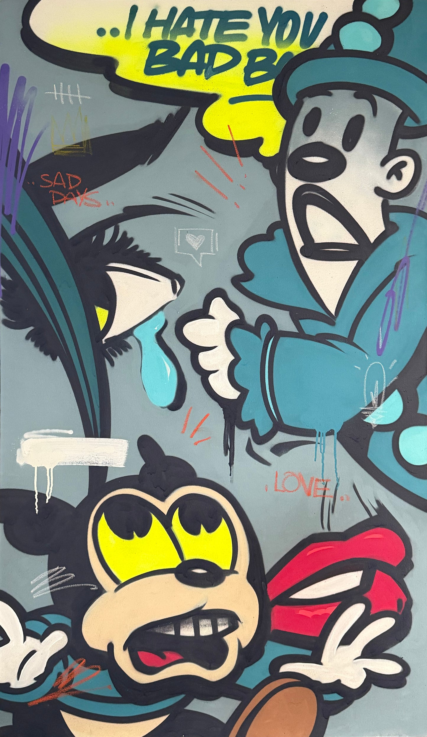 Draine Flores – I heate you bad boy / Mixta  sobre tela – 120 x 170 cm – 1/1