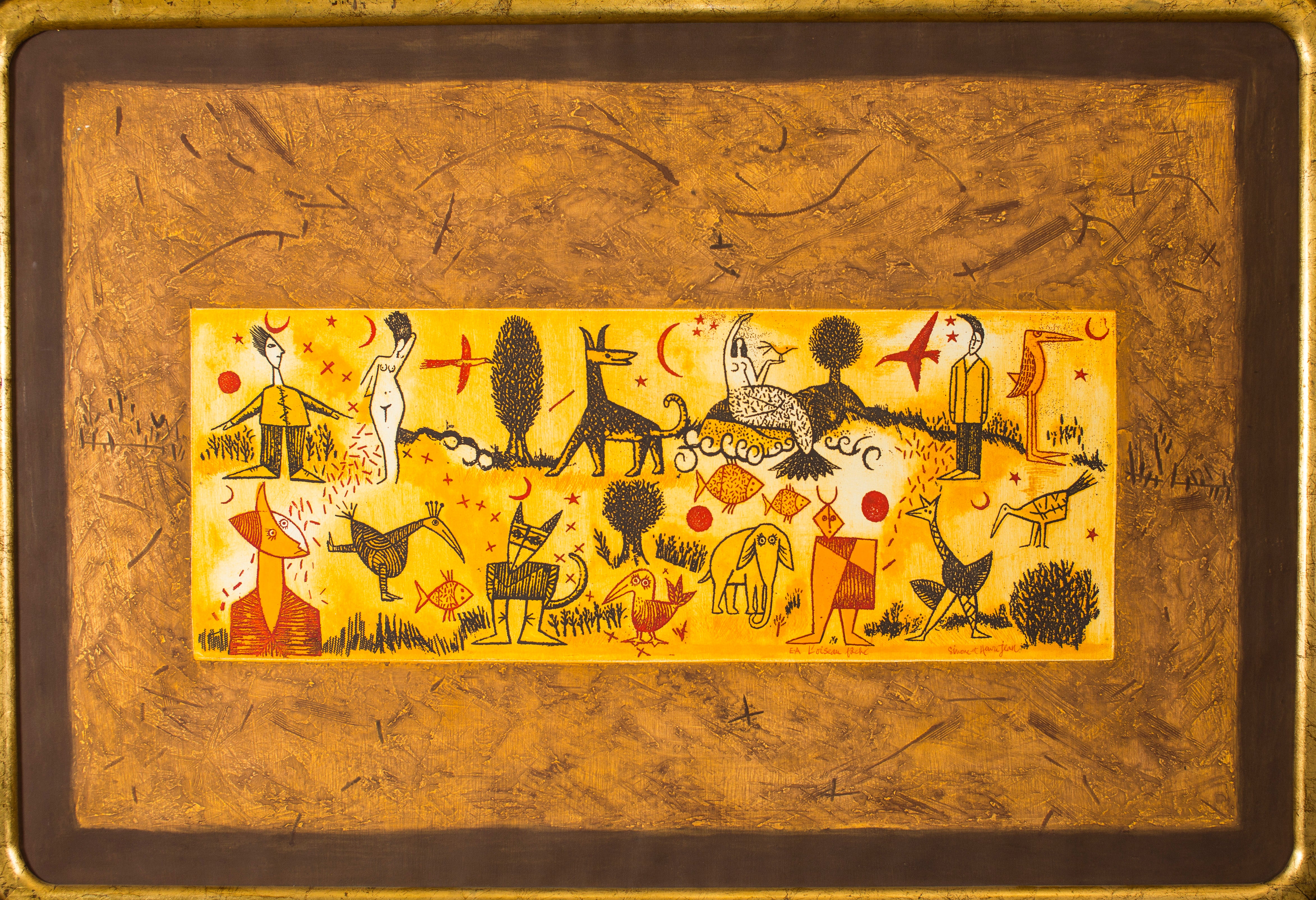 Jean Simon Et Henrry - L'olseau faché  / Grabado sobre papel - 80 x 120 cm