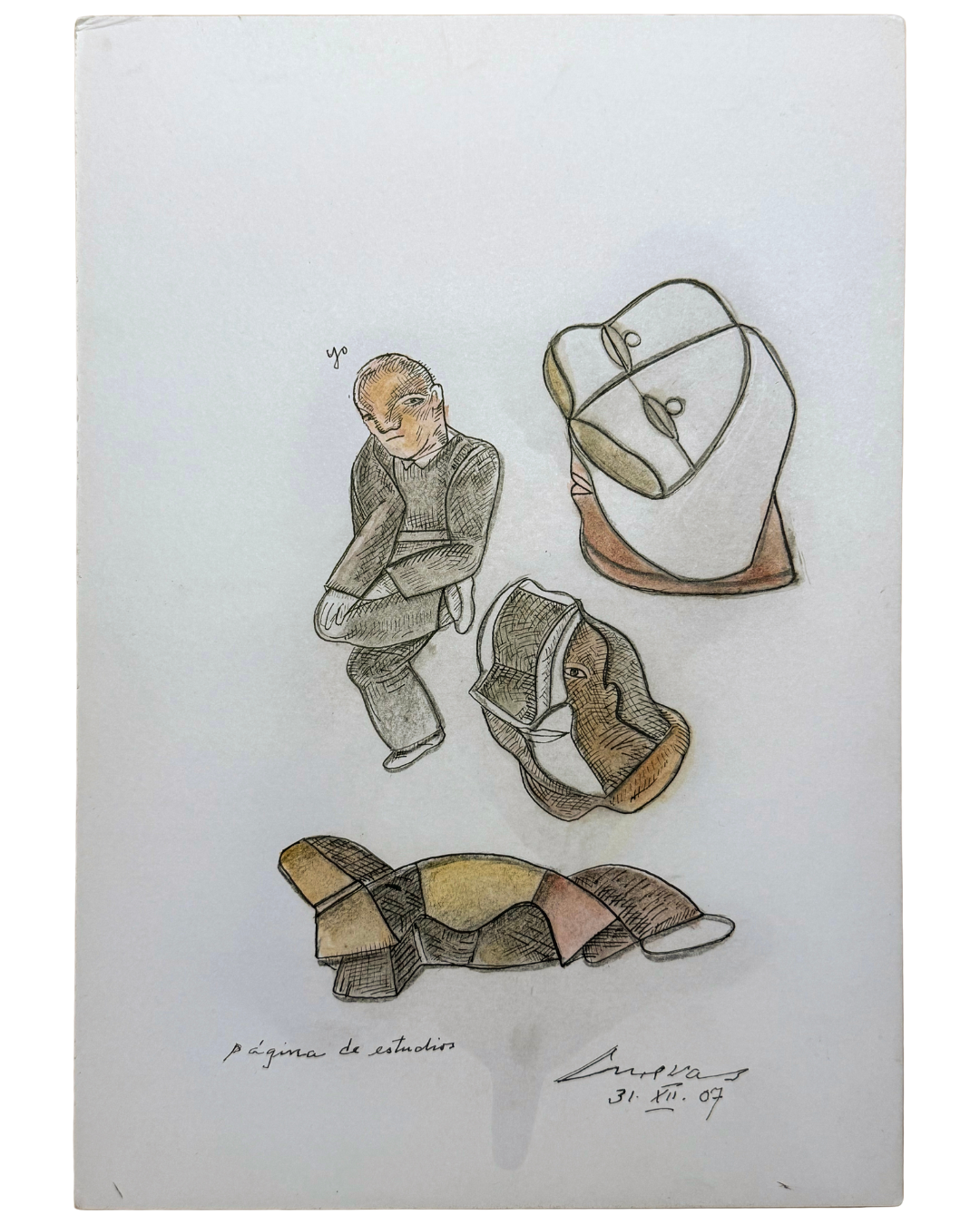 Lote 30 - José Luis Cuevas - Página de estudios 2007 / Tinta sobre papel - 15 x 38 cm