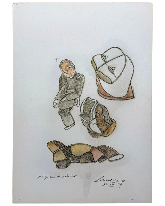 Lote 30 - José Luis Cuevas - Página de estudios 2007 / Tinta sobre papel - 15 x 38 cm