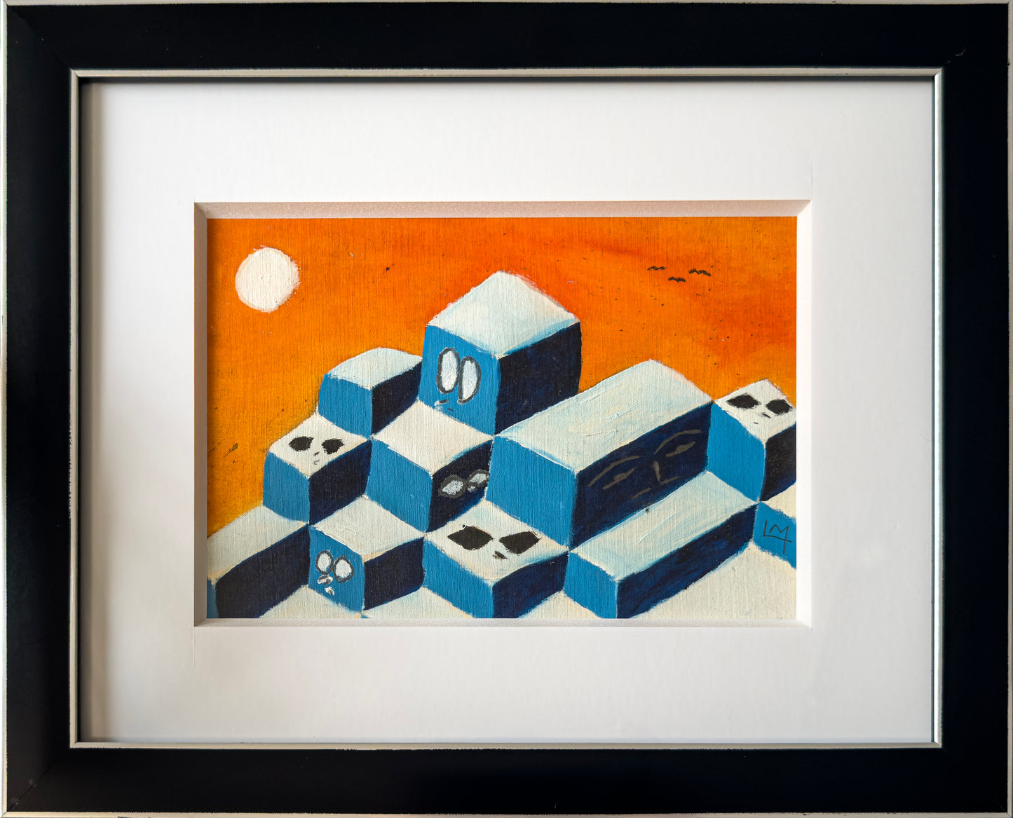 Lote 55 - LM - Aves en el atardecer	Óleo sobre tela	15 x 22 cm