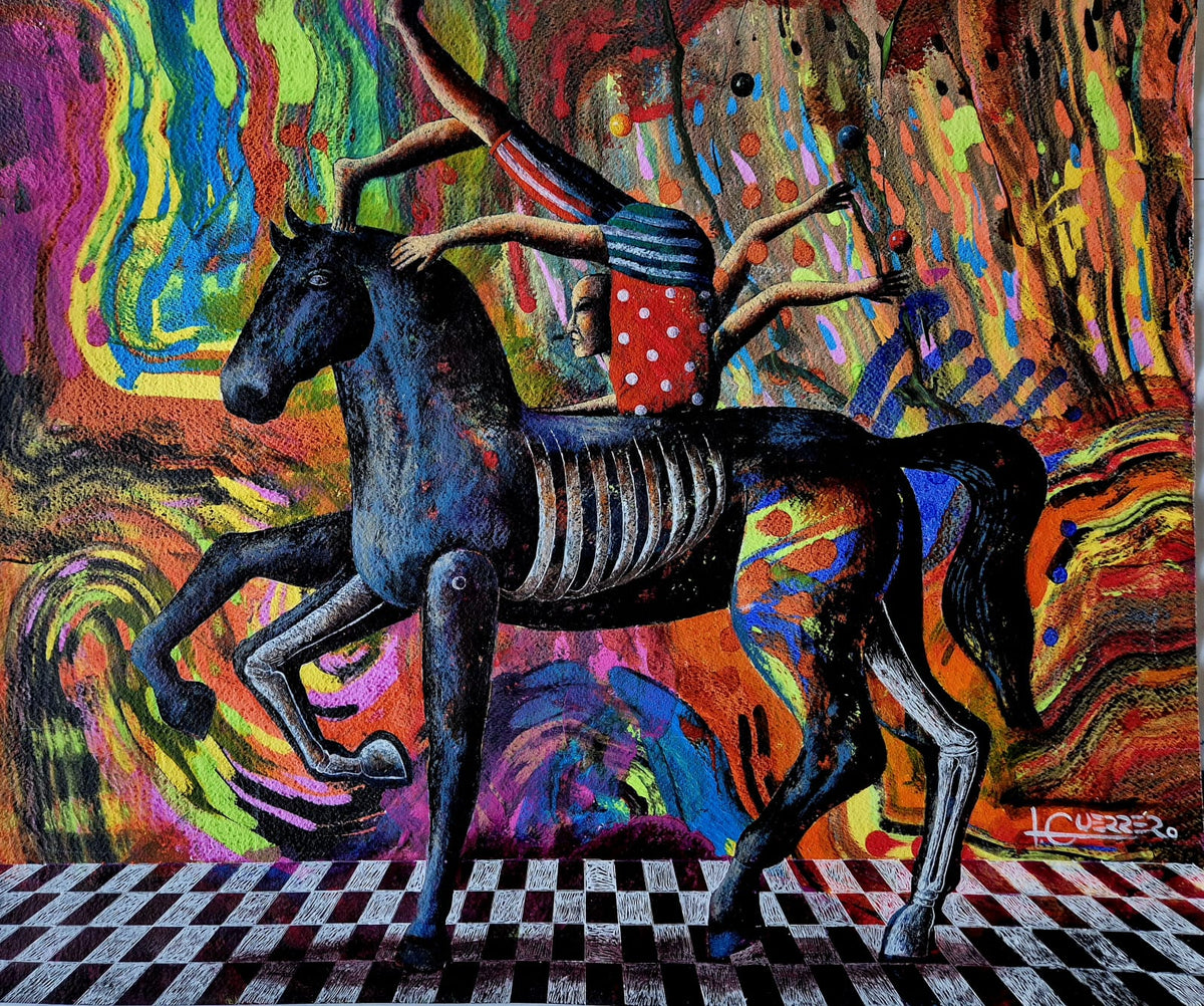 Ignacio Guerrero  - Malabarista alucinado / Acrílico sobre papel  - 60 x 50 cm