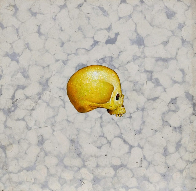 Dan Montellano – Vanitas / Óleo sobre mosaico vintage histórico – 26 x 26 cm – 1/1