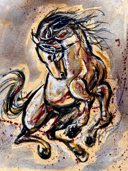 Juan de la Cruz  - Fuerza Equina  / Acrilico  sobre papel - 32 x 23 cm