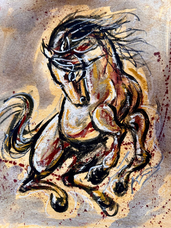 Juan de la Cruz  - Fuerza Equina  / Acrilico  sobre papel - 32 x 23 cm