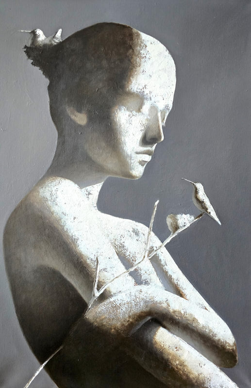 Eduardo Alanìs  - La visita del colibri  / Òleo  sobre tela  - 120 x 80 cm