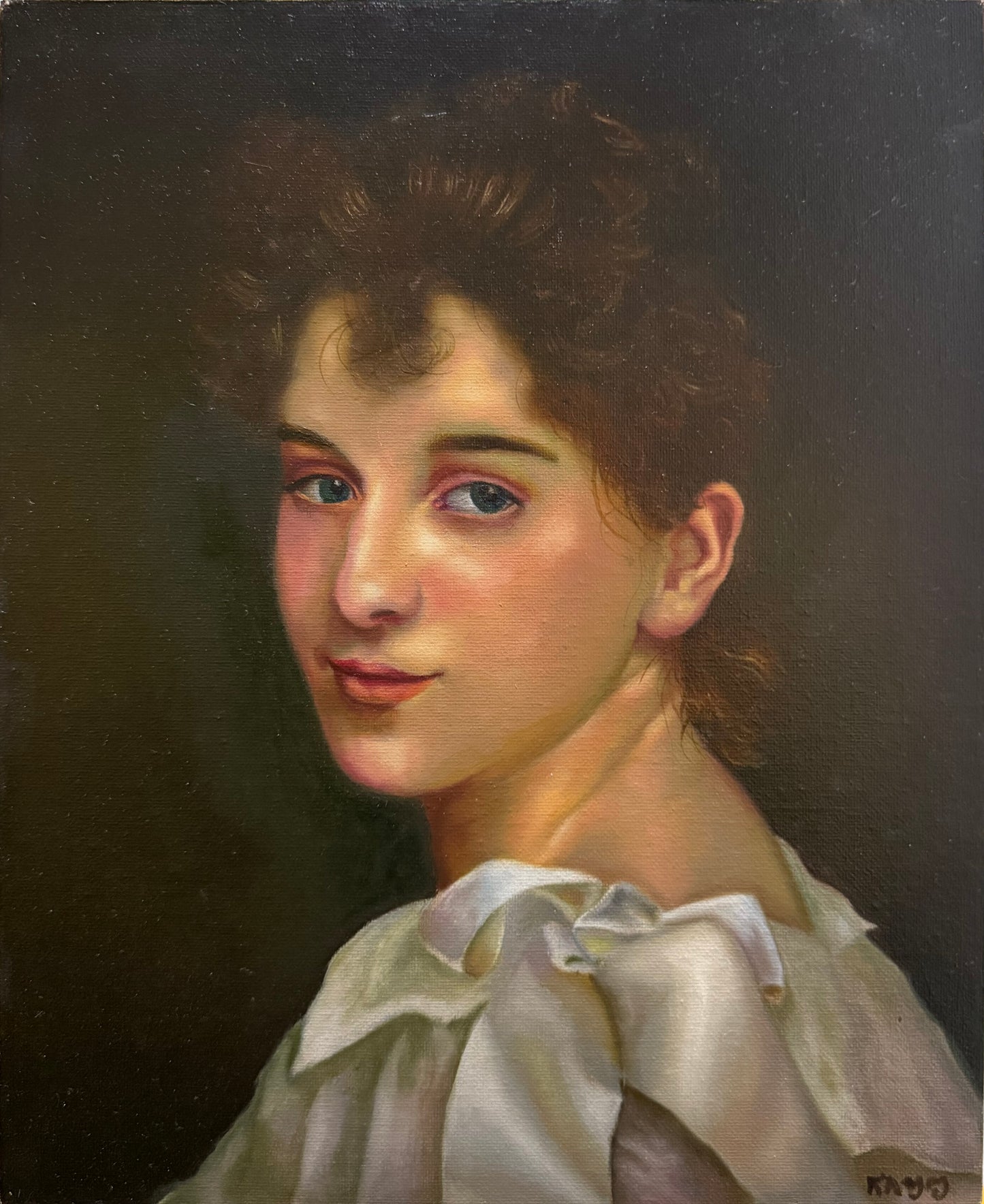 LOTE 020 / Karen Montoya - Retrato / Óleo sobre tela - 35 x 28 cm