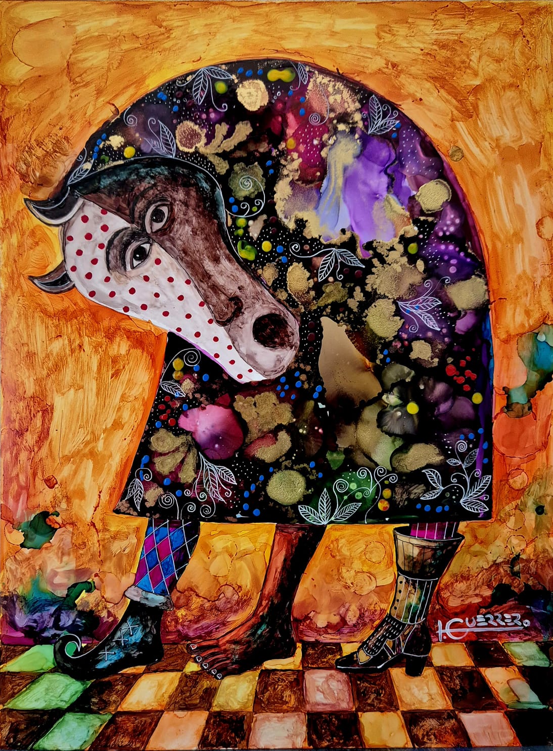 Ignacio Guerrero - Caballo con 3 patas / Tinta y acrílico sobre papel - 30.5 x 23 cm