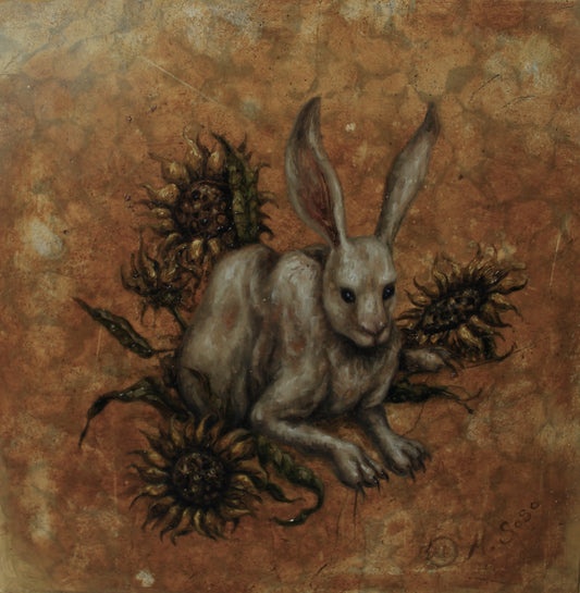 Marco Sosa - Margaret / Mixta sobre mosaico vintage historico - 26 x 26 cm