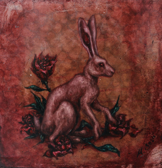 Marco Sosa - Romina / Mixta sobre mosaico vintage historico - 26 x 26 cm