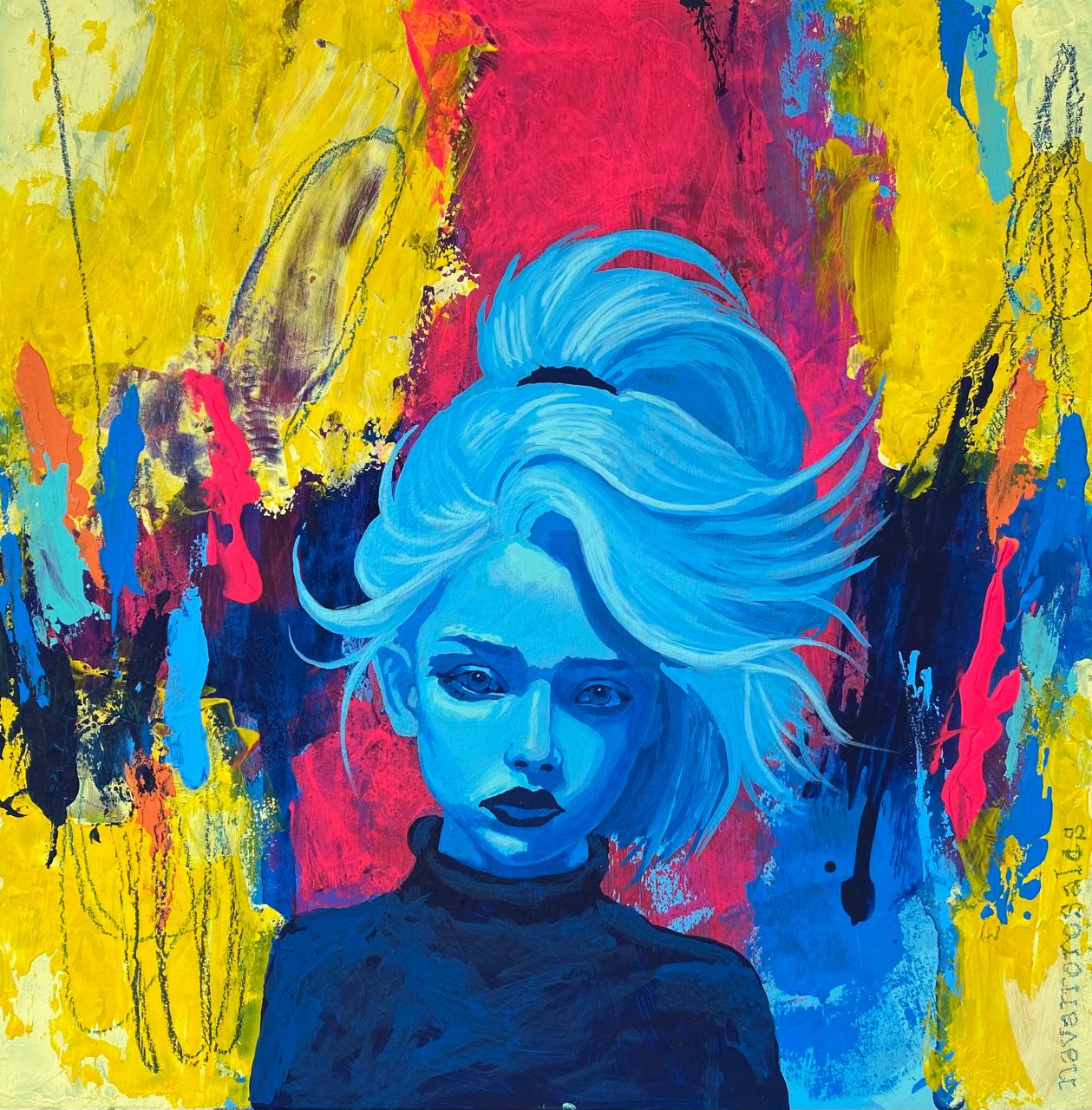 Mario Navarro - Luciérnagas (3) / Acrílico y mixta sobre mosaico vintage historico - 26 x 26 cm