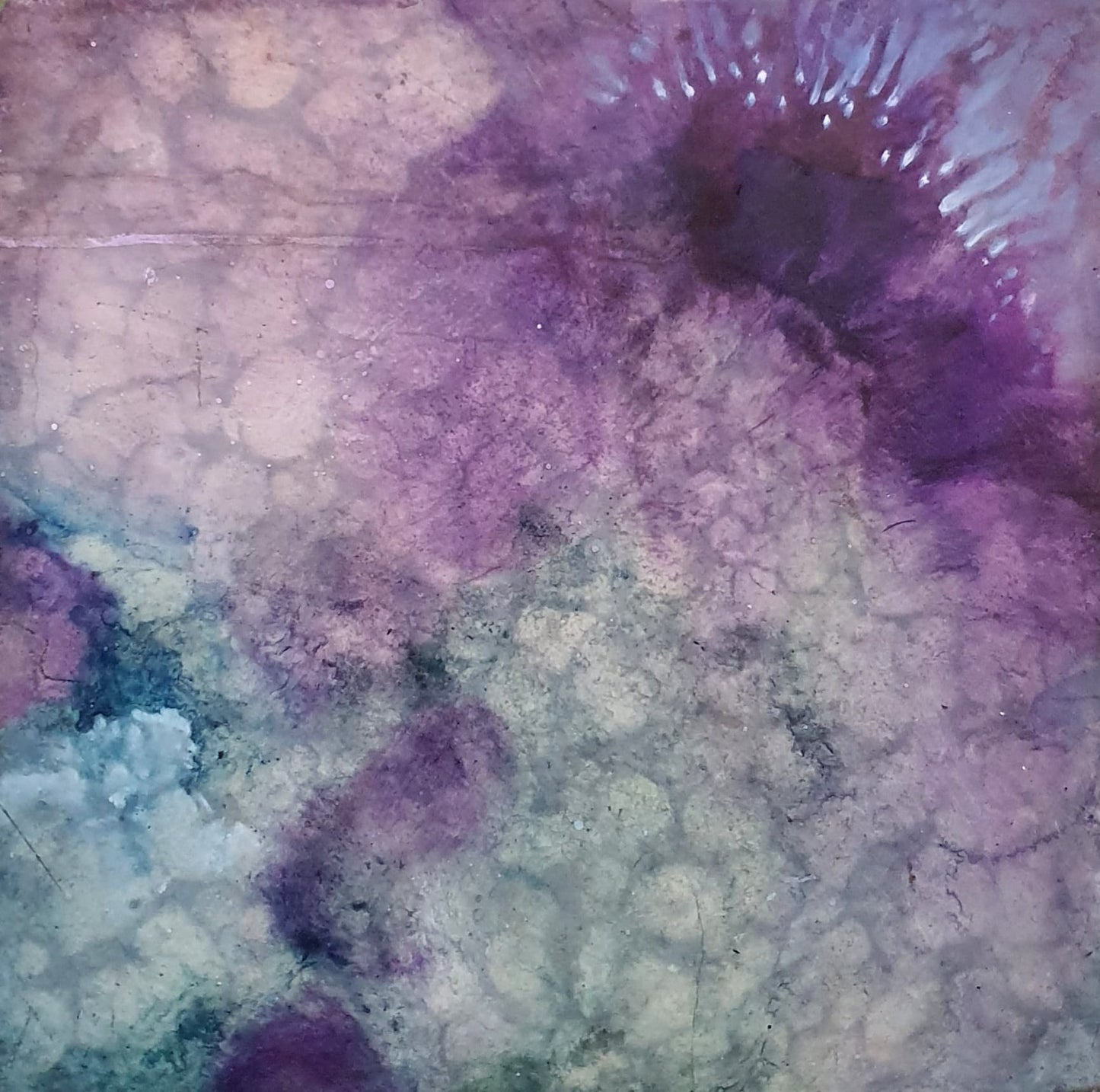 Mike Lombard - Adentro / Mixta sobre mosaico vintage historico - 26 x 26 cm