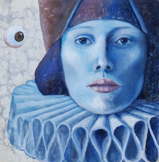 Juan Piedra -  Insight / Óleo sobre mosaico vintage historico - 27 x 26 cm