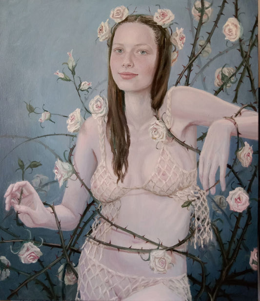 LOTE 051 / Hiran Lomeli - Enredos amorosos / Óleo sobre tela - 70 x 60 cm