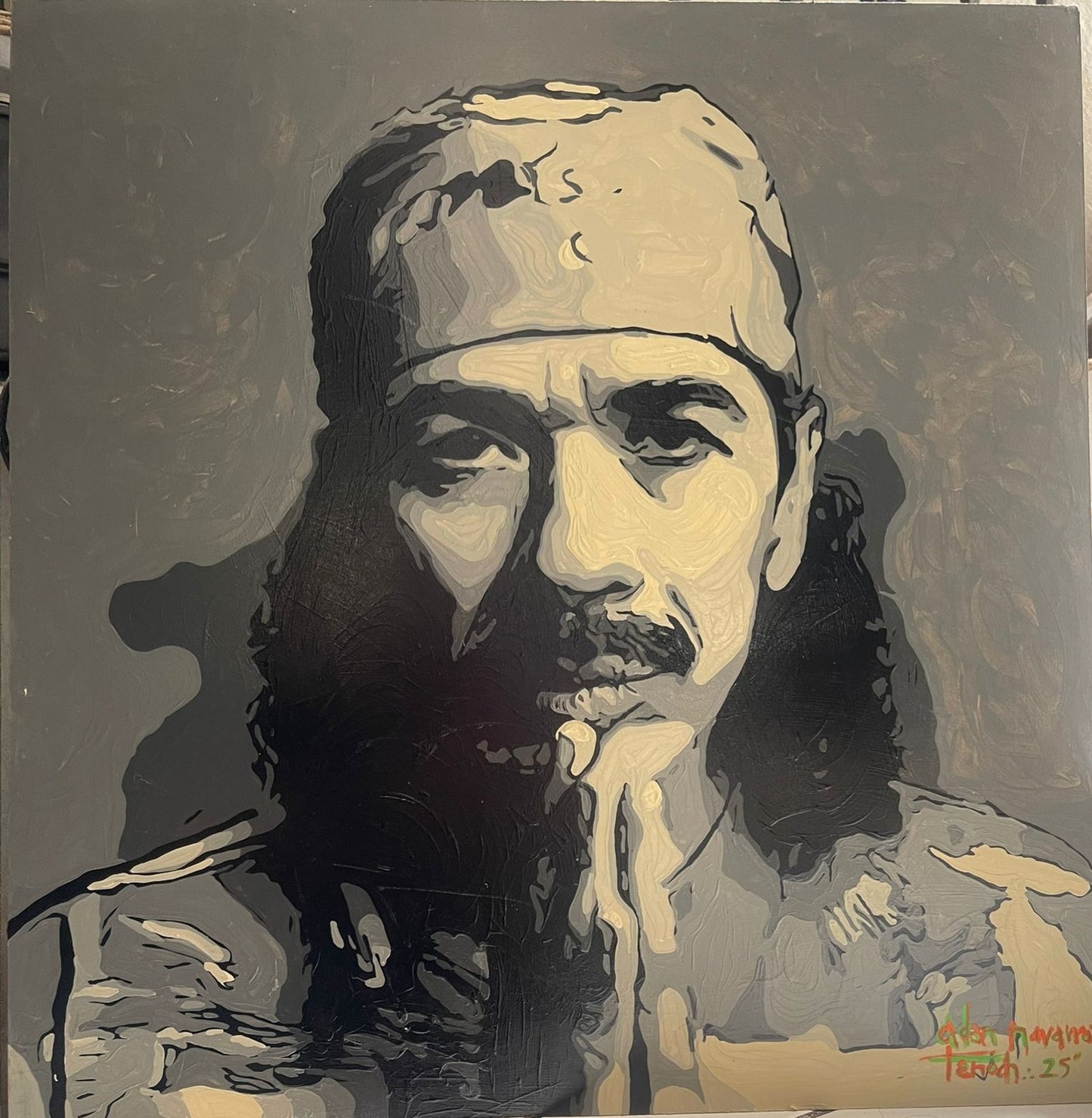 LOTE 024 / Adán Navarro R. Tenoch - Maestro . C Santana. / Mixta sobre madera - 62 x 60 cm