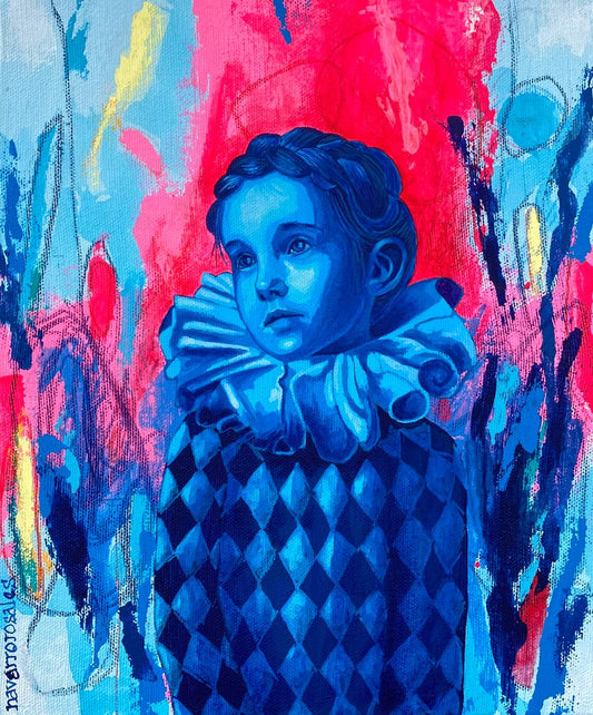 LOTE 002 / Mario Navarro - Pequeña saltimbanqui / Mixta sobre tela - 30 x 25 cm