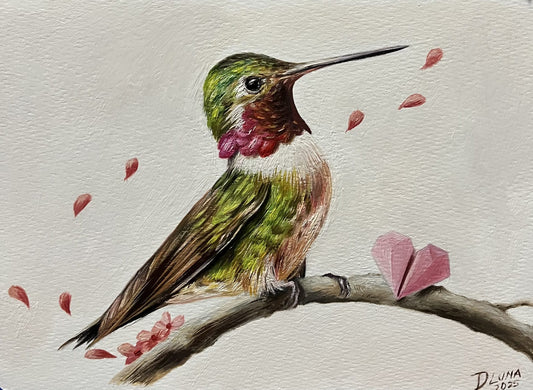 LOTE 005 / Dulce Luna - Little Messengers II / Óleo sobre papel algodón - 25 x 17.5 cm