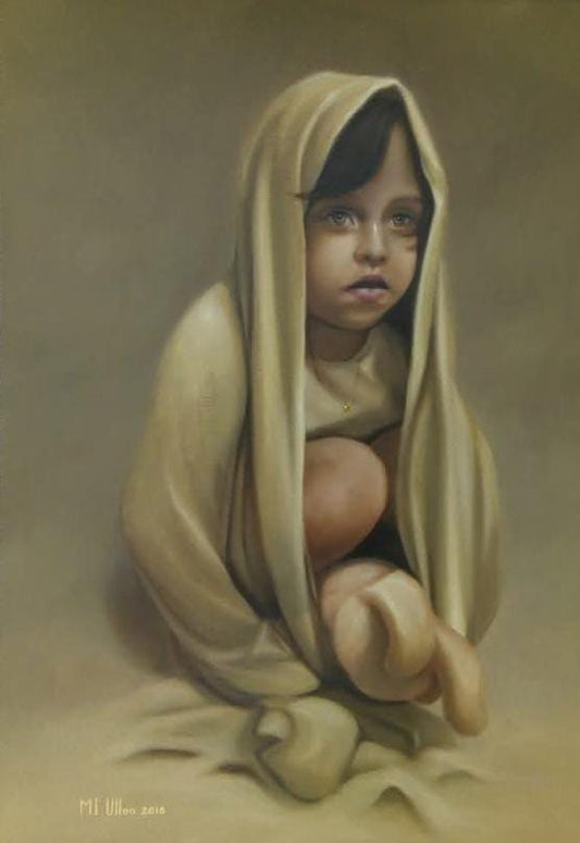 Lote 52: Moises Ulloa - Dalí y el conejo / Óleo sobre tela - 50 x 40 cm