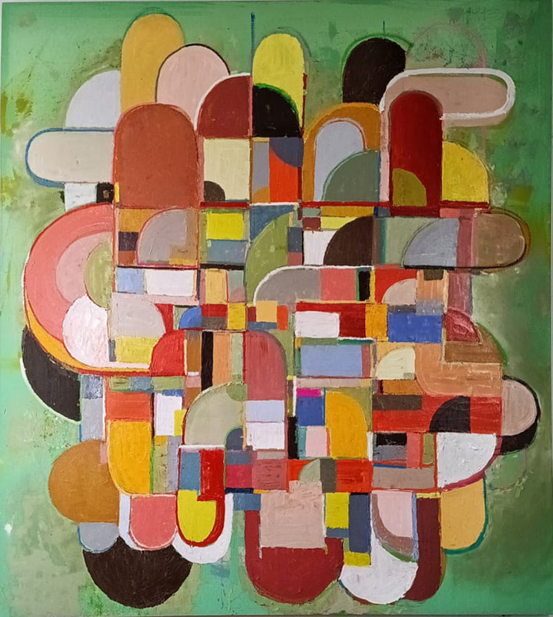 Lote 33: Manuel Guardado - Esquema tópioco / Óleo sobre tela - 180 x 180 cm