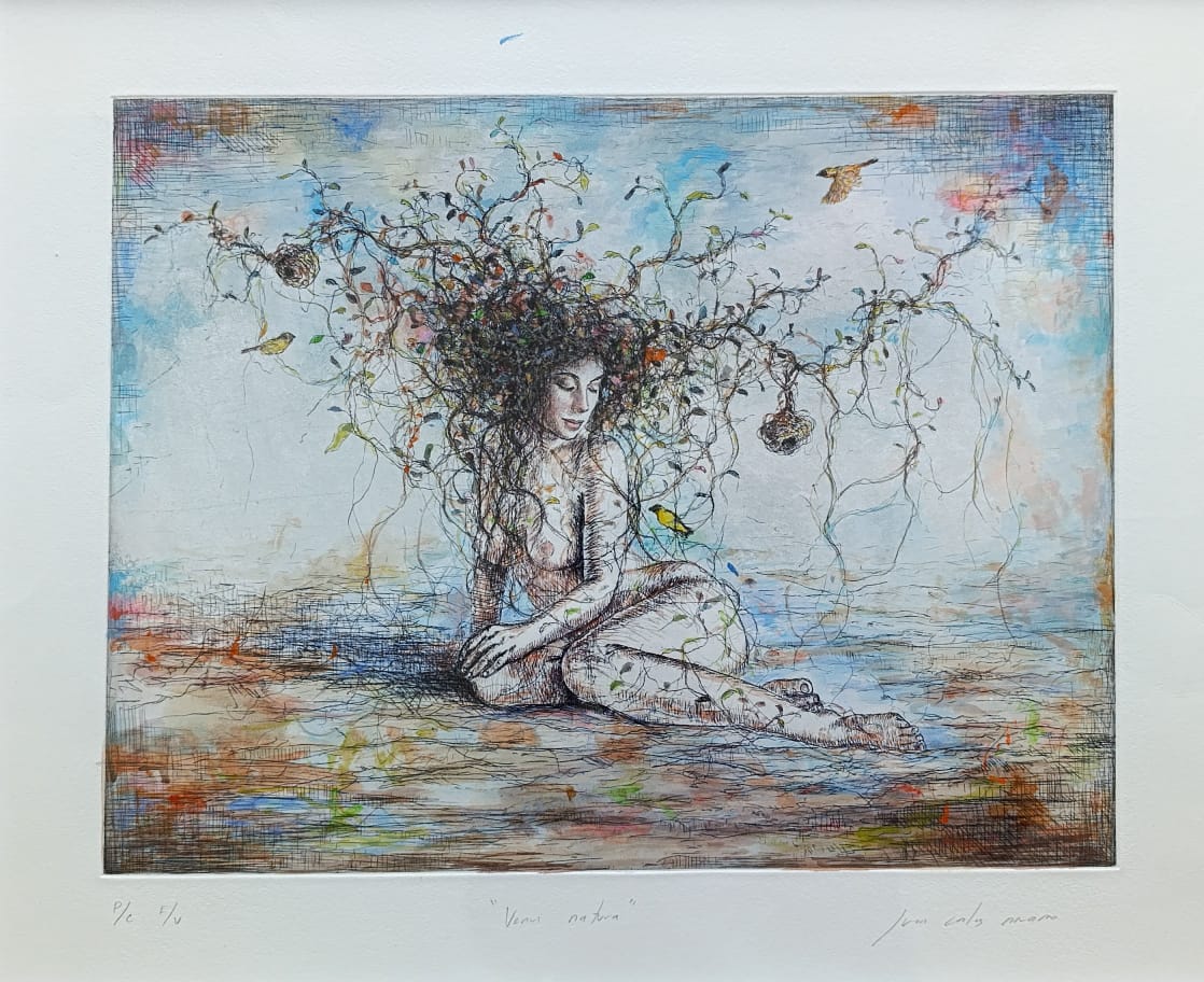 Juan Carlos Navarro – Venus natura / GRabado, intervenido con pintura sobre papel – 49 x 39 cm – P/C E/V