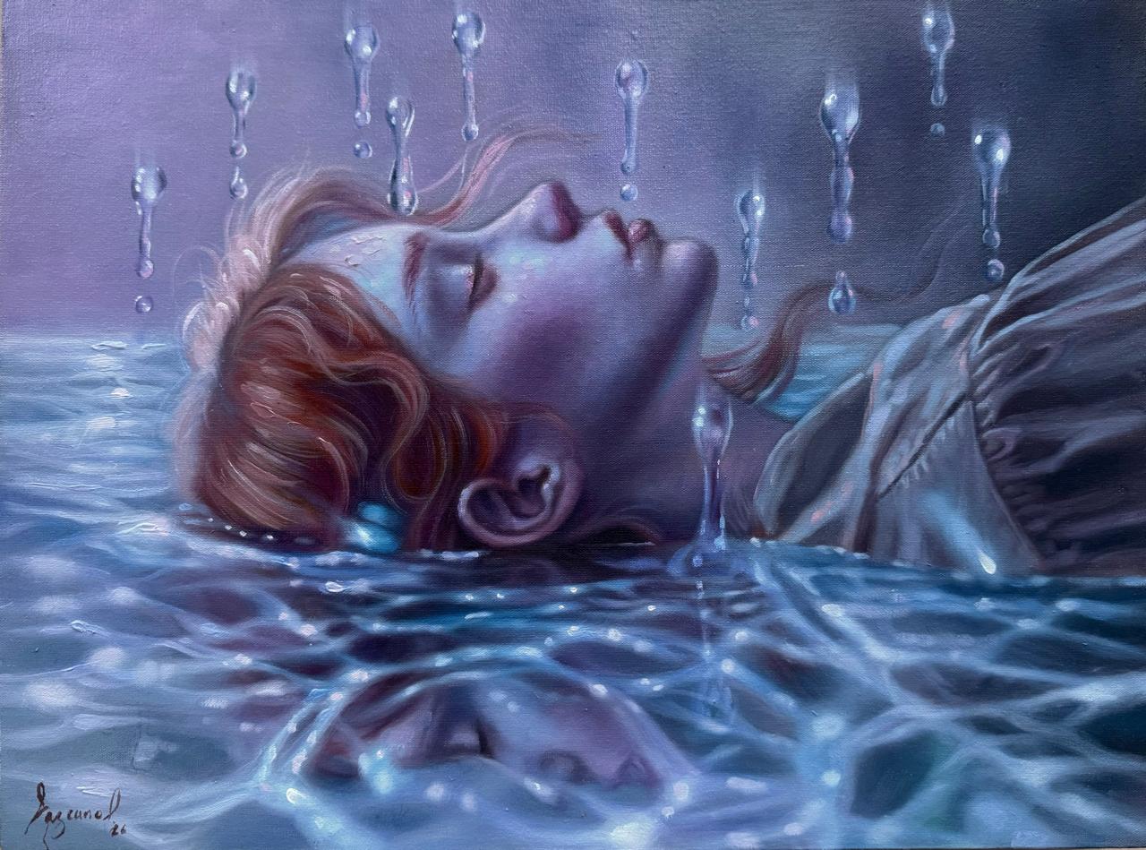 Rosario Lazcano  - Frecuencia hidrica  / Òleo  sobre tela - 30 x 40 cm