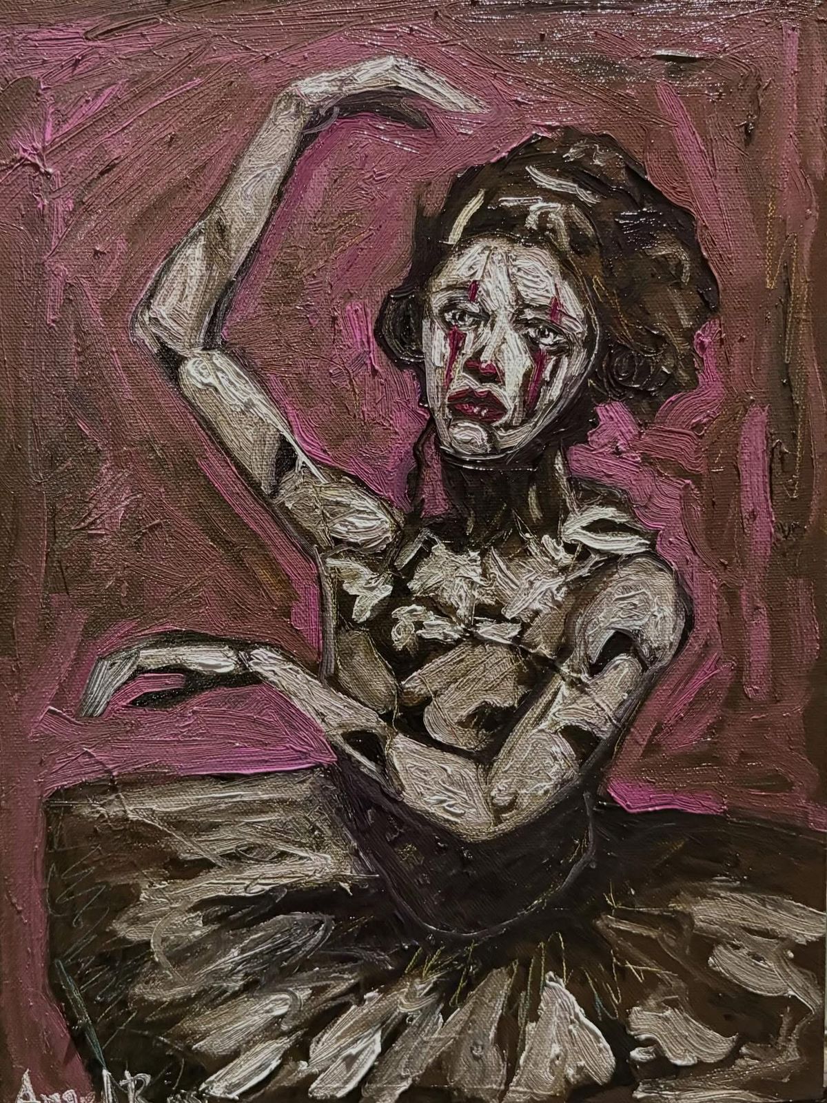 Angel Ros - Trista ballarina arlequi  / Òleo sobre tela  - 40 x 30 cm