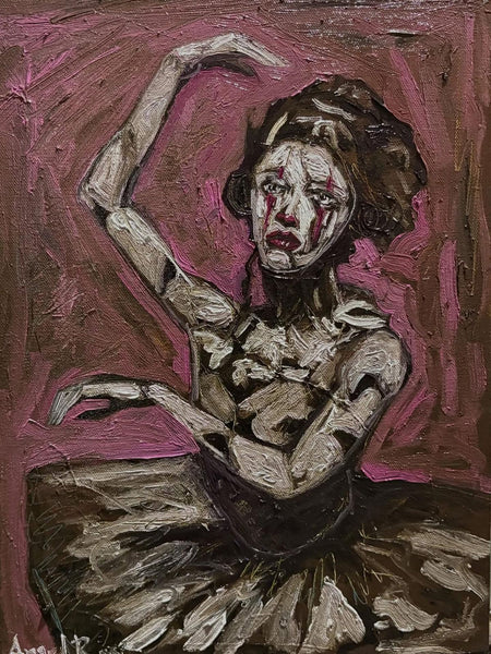 Angel Ros - Trista ballarina arlequi  / Òleo sobre tela  - 40 x 30 cm