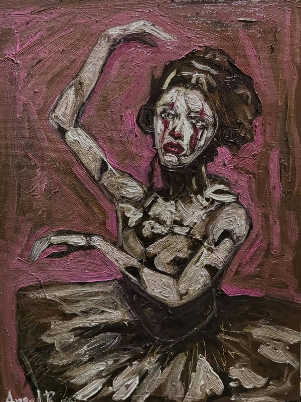 Angel Ros - Trista ballarina arlequi  / Òleo sobre tela  - 40 x 30 cm