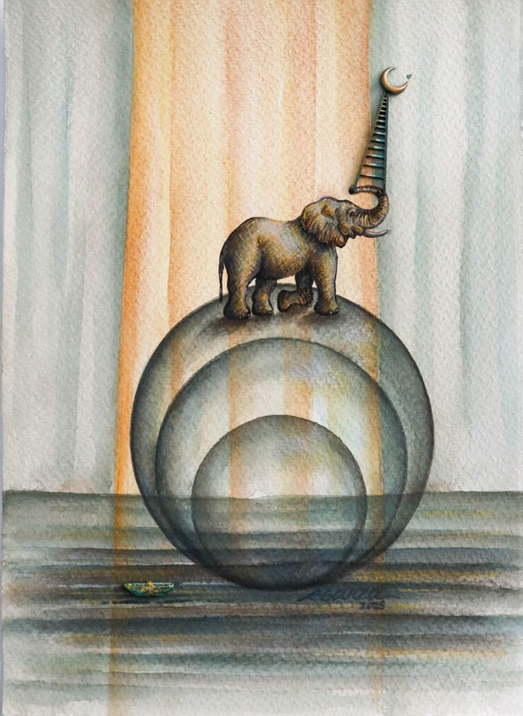 Blanca Garza - Viviendo la expansion  / mixta  sobre pepel  - 25 x 35 cm