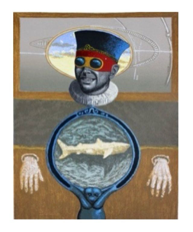 Humberto “ Brujo” López - ST Personaje con tiburon / Serigrafía sobre papel - 50 x 70 cm