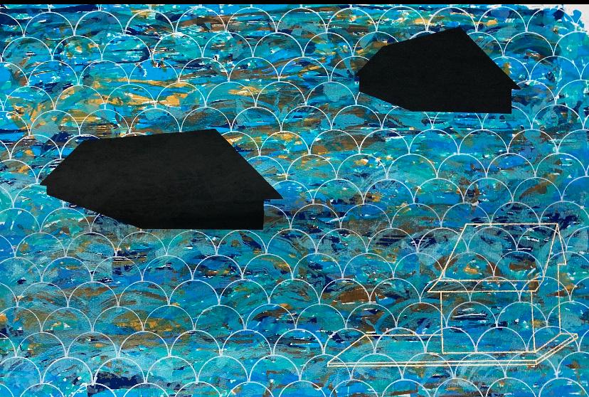 Joao Rodríguez - Diseño de casa flotante / Serigrafía sobre papel - 70 x 50 cm