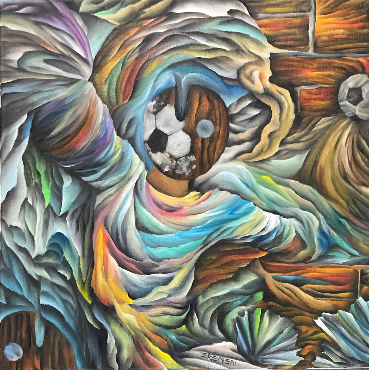 Eremen Santiago  – Felicidad condicional / Óleo sobre Tela – 30 x 30 cm – 46023