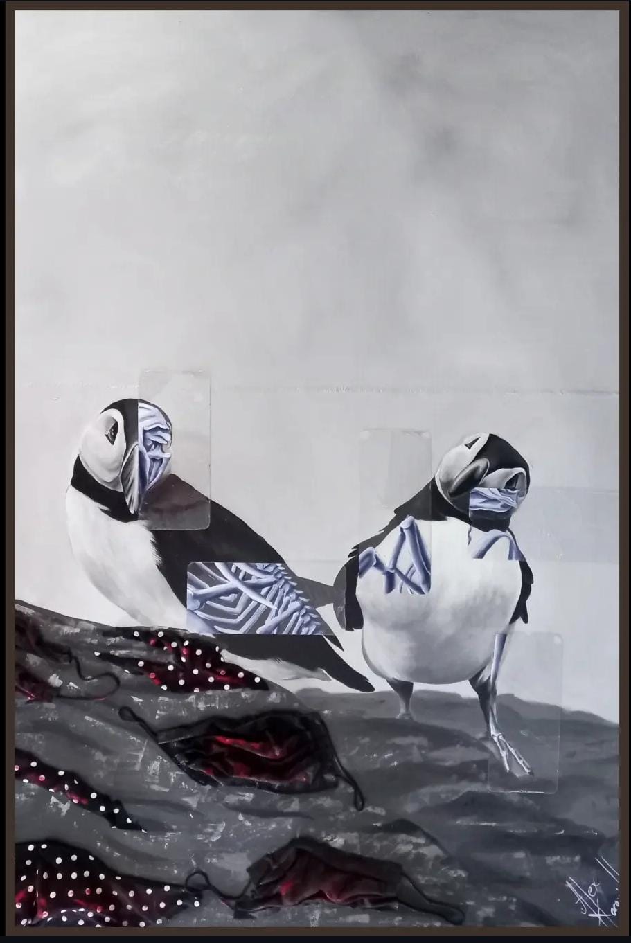 Alex Maravilla - Anidando nuevas generaciones / Mixta lienzo sobre madera - 70 x 90 cm